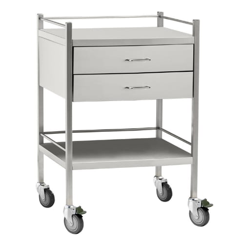 2 Drawer Stainless Steel Trolley 600mmW