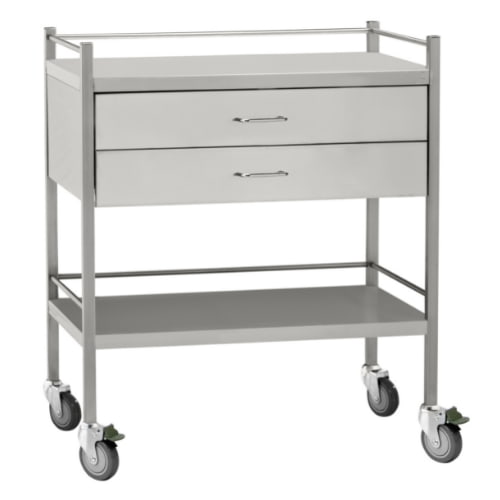 1453.8 - 2 Drawer Stainless Trolley 800mmW