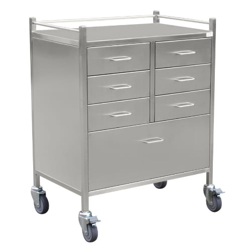 1463 - 7 Drawer Stainless Steel Trolley