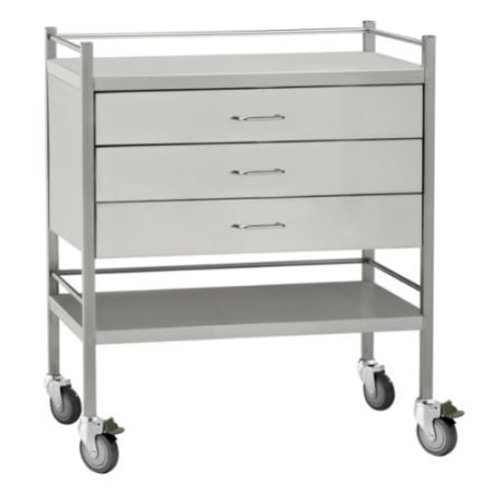 1456.8 -3 Drawer Stainless Trolley 800mmW